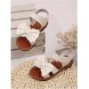 image:imageGORGLITTER Girls Sandals Dressy Bow Ankle Strap Sandal Open Toe Slides Flats Summer Cute Vacation SandalsWhite Bowknot