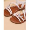 image:imageGORGLITTER Girls Sandals Dressy Leather Butterfly Braided Rhinestone Glitter Summer Beach Ankle Strap Flat SandalsBeige