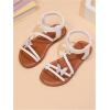 image:imageGORGLITTER Girls Sandals Dressy Leather Butterfly Braided Rhinestone Glitter Summer Beach Ankle Strap Flat SandalsBeige