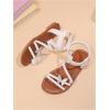 image:imageGORGLITTER Girls Sandals Dressy Leather Butterfly Braided Rhinestone Glitter Summer Beach Ankle Strap Flat SandalsBeige