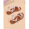 image:imageGORGLITTER Girls Sandals Dressy Leather Butterfly Braided Rhinestone Glitter Summer Beach Ankle Strap Flat SandalsBeige