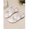 image:imageGORGLITTER Girls Sandals Dressy Leather Butterfly Braided Rhinestone Glitter Summer Beach Ankle Strap Flat SandalsWhite
