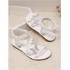 image:imageGORGLITTER Girls Sandals Dressy Leather Butterfly Braided Rhinestone Glitter Summer Beach Ankle Strap Flat SandalsWhite