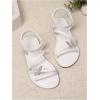 image:imageGORGLITTER Girls Sandals Dressy Leather Butterfly Braided Rhinestone Glitter Summer Beach Ankle Strap Flat SandalsWhite