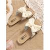image:imageGORGLITTER Girls Slip on Sandals Bow Sandals Round Open Toe Beach SandalsBeige