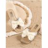 image:imageGORGLITTER Girls Slip on Sandals Bow Sandals Round Open Toe Beach SandalsBeige