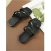 image:imageGORGLITTER Girls Strappy Slide Flat Sandals Square Open Toe Dressy Dress SandalsBlack