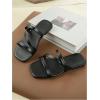 image:imageGORGLITTER Girls Strappy Slide Flat Sandals Square Open Toe Dressy Dress SandalsBlack