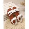 image:imageGORGLITTER Girls Summer Dress Sandals Dressy Vacation Beach Cute Shoes Braided Leather Ankle Strap Flat Sandals ShoesBeige