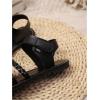image:imageGORGLITTER Girls Summer Dress Sandals Dressy Vacation Beach Cute Shoes Braided Leather Ankle Strap Flat Sandals ShoesBlack