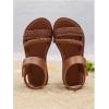image:imageGORGLITTER Girls Summer Dress Sandals Dressy Vacation Beach Cute Shoes Braided Leather Ankle Strap Flat Sandals ShoesBrown