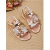 image:imageGORGLITTER Girls Summer Metallic Dress Sandals Dressy Vacation Beach Cute Shoes Butterfly Ankle Strap Sandals SlippersRose Gold
