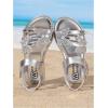 image:imageGORGLITTER Girls Summer Metallic Dress Sandals Dressy Vacation Beach Cute Shoes Butterfly Ankle Strap Sandals SlippersSilver