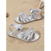 image:imageGORGLITTER Girls Summer Metallic Dress Sandals Dressy Vacation Beach Cute Shoes Butterfly Ankle Strap Sandals SlippersSilver