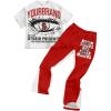 image:imageGORGLITTER Boys Y2K Outfits 2 Piece Short Sleeve Graphic Tee Shirts and Casual Wide Leg Pants Sets StreetwearMulticolor Red