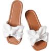 image:imageGORGLITTER Girls Bow Tie Decor Single Band Flats Square Open Toe Pu Leather Slide SandalsWhite
