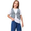 image:imageGORGLITTER Girls Denim Jean Jacket Vest Cute Summer Button Down Flap Pocket V Neck Western OutfitsBlue