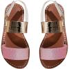 image:imageGORGLITTER Girls Flat Sandals Dressy Cute Summer Metallic Sparkly Open Toe Slides Vacation Beach Ankle Strap SandalsPink and Gold
