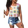 image:imageGORGLITTER Girls Floral Pattern Crochet Top Sleeveless Square Neck Knitted Tank TopsWhite