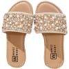 image:imageGORGLITTER Girls Pearls Dress Flat Sandals Glitter Rhinestone Summer Open Toe Teens SlidesChampagne