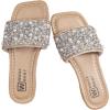 image:imageGORGLITTER Girls Pearls Dress Flat Sandals Glitter Rhinestone Summer Open Toe Teens SlidesSilver