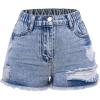image:imageGORGLITTER Girls Ripped Jean Shorts Y2k Frayed Trim Zipper Fly Distressed Skinny Mini Denim ShortsBlue