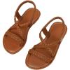 image:imageGORGLITTER Girls Sandals Dressy Ankle Strap Sandal Open Toe Bridal Slides Flats Summer Cute Vacation SandalsCoffee Brown