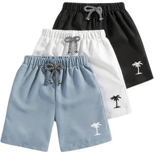 image:imageGORGLITTER Boys Drippy Shorts 3 Piece Cool Summer Slim Y2k Bandana Drawsring Waist Beach Boho Gym ShortsBlue Black White