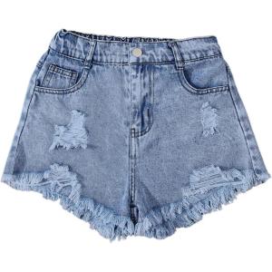 image:imageGORGLITTER Girls Jean Shorts Cute Summer Trendy Fashion Ripped Denim Shorts High Waist Straight Leg Clothes JortsBlue Medium Denim