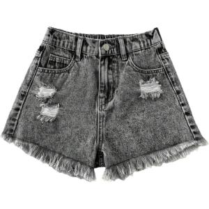 image:imageGORGLITTER Girls Jean Shorts Cute Summer Trendy Fashion Ripped Denim Shorts High Waist Straight Leg Clothes JortsRipped Black