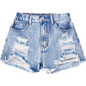image:imageGORGLITTER Girls Jean Shorts Cute Summer Trendy Fashion Ripped Denim Shorts High Waist Straight Leg Clothes JortsRipped Blue