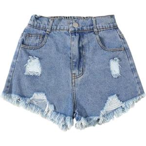 image:imageGORGLITTER Girls Jean Shorts Cute Summer Trendy Fashion Ripped Denim Shorts High Waist Straight Leg Clothes JortsRoyal Blue Denim