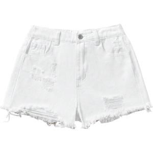 image:imageGORGLITTER Girls Jean Shorts Cute Summer Trendy Fashion Ripped Denim Shorts High Waist Straight Leg Clothes JortsWashed White