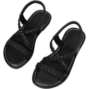 image:imageGORGLITTER Girls Sandals Dressy Ankle Strap Sandal Open Toe Bridal Slides Flats Summer Cute Vacation SandalsBlack