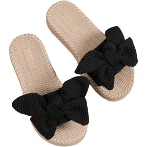 image:imageGORGLITTER Girls Sandals Summer Cute Fashion Trendy Beach Vacation Slides Sandals Bow Braided Slip on Dress SandalsBlack Bow