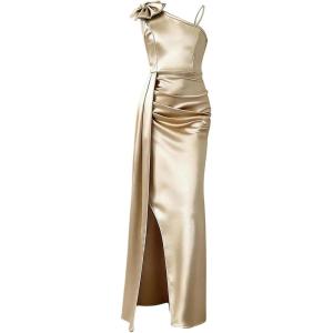 image:imageGORGLITTER Girls Satin Formal Wedding Dress Party Birthday First Communion Prom One Shoulder Junior Bridesmaid DressChampagne