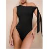 image:imageGORGLITTER Womens Asymmetrical Top Bodysuit Tie Knot Sleeveles One Shoulder Tops Leotards JumpsuitBlack
