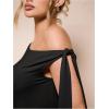 image:imageGORGLITTER Womens Asymmetrical Top Bodysuit Tie Knot Sleeveles One Shoulder Tops Leotards JumpsuitBlack