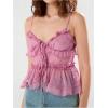 image:imageGORGLITTER Womens Babydoll Peplum Cami Tops Mesh Tie Front Ruffle Trim Spaghetti Strap Camisole TopPurple