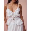 image:imageGORGLITTER Womens Babydoll Peplum Cami Tops Mesh Tie Front Ruffle Trim Spaghetti Strap Camisole TopWhite