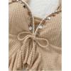 image:imageGORGLITTER Womens Boho Ruffle Tie Front Tops Summer Casual Sleeveless Cute Country Concert Going Out Y2k Crop Top 2025Solid Apricot