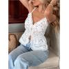 image:imageGORGLITTER Womens Bow Tie Front Peplum Tops Trendy Backless Sleeveless V Neck Strappy Cute Summer Going Out Tops 2025White