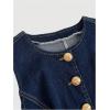 image:imageGORGLITTER Womens Button Down Denim Vest Sleeveless Crew Neck Tank Tops Fashion DressyDark Wash