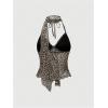 image:imageGORGLITTER Womens Cheetah Leopard Print Halter Tops Animal Mesh Bow Going Out Scarf Cute Summer Casual Trendy Top 2025Brown