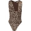image:imageGORGLITTER Womens Cheetah Leopard Print V Neck Summer Thong Bodysuit Animal Sleeveless Backless Going Out Leotard TopsBrown