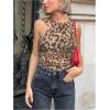 image:imageGORGLITTER Womens Cheetah Leopard Print V Neck Summer Thong Bodysuit Animal Sleeveless Backless Going Out Leotard TopsBrown