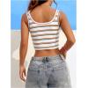 image:imageGORGLITTER Womens Color Block Pride Rainbow Crop Top Square Neck Sleeveless Striped Tanks Colorful TopsWhite Striped