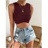 image:imageGORGLITTER Womens Crochet Crop Tank Top Hollow Out Sleeveless Fashion Trendy Knit Copped Vest TopsBurgundy