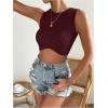 image:imageGORGLITTER Womens Crochet Crop Tank Top Hollow Out Sleeveless Fashion Trendy Knit Copped Vest TopsBurgundy