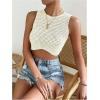 image:imageGORGLITTER Womens Crochet Crop Tank Top Hollow Out Sleeveless Fashion Trendy Knit Copped Vest TopsWhite